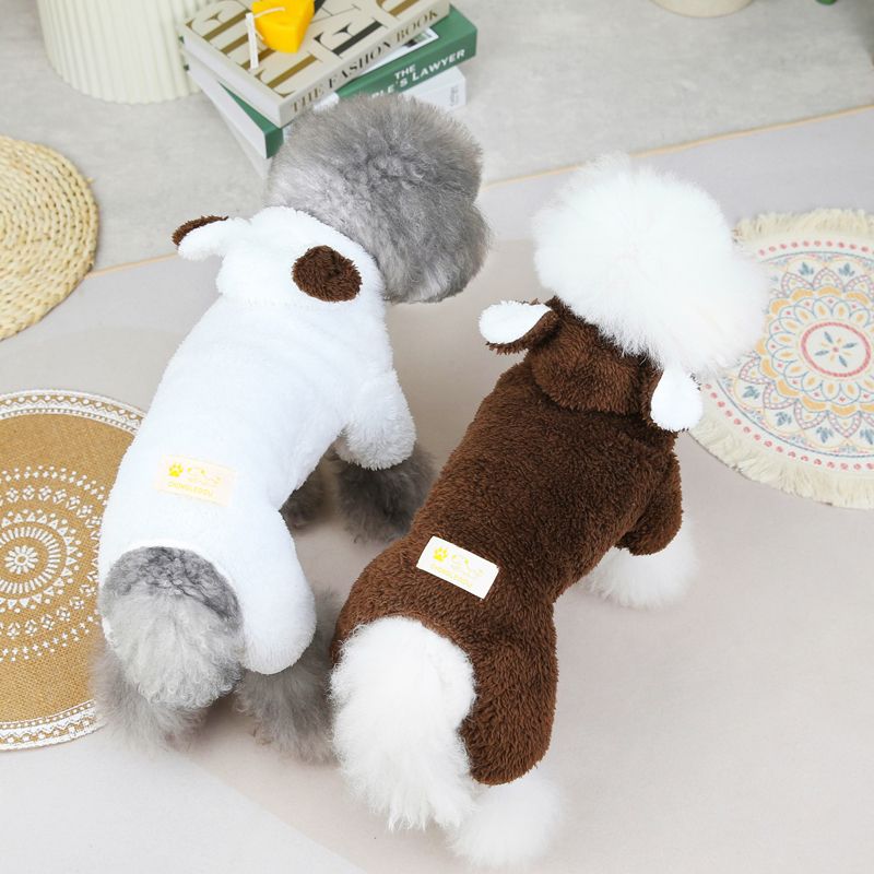 Felpe con cappuccio in pile caldo per animali domestici, abbigliamento per cani di piccola e media taglia, pigiami con bulldog francese, chihuahua, lavori di costruzione per cani, mocio di PawParty Store_voghion.com