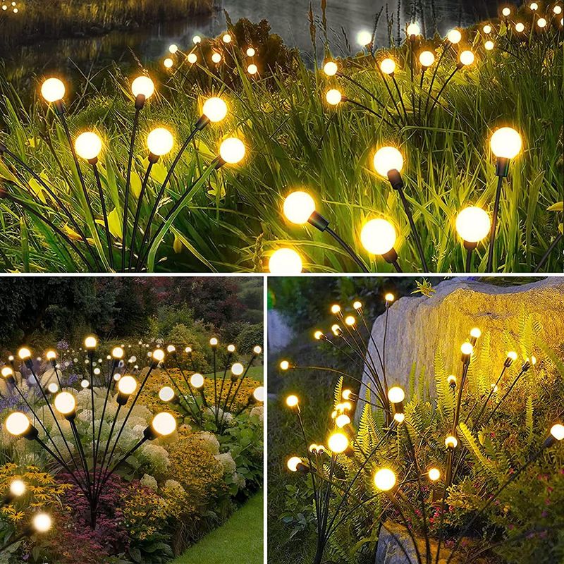 Cordão de Luzes LED Solar Firefly - IP66 à prova d'água para decoração de jardim externo com 8 modos de iluminação, autonomia de 12 horas, LED de 0,06 W, certificação CE_voghion.com