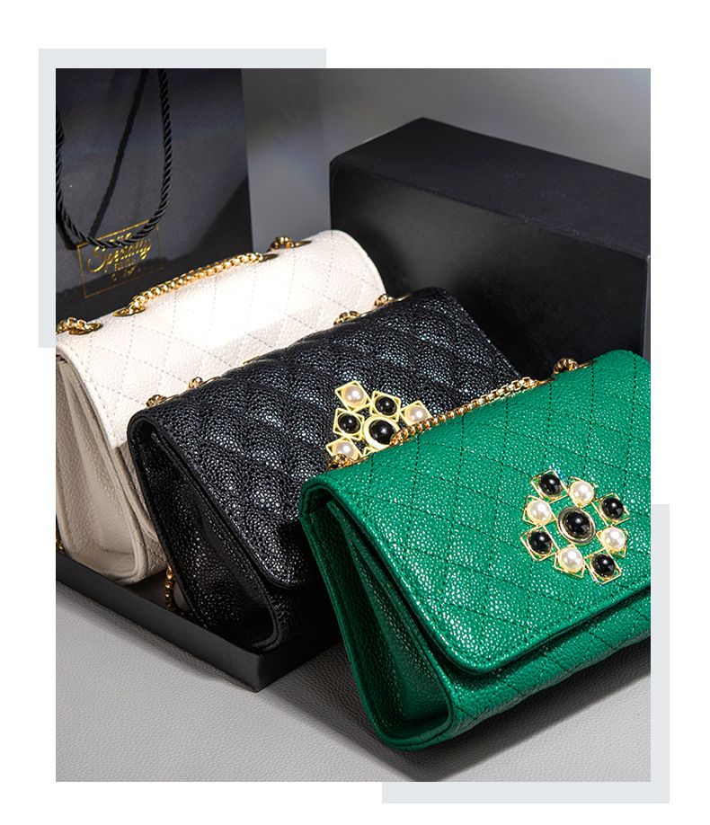 Elegant Mini Square Bag With Lock Closure & Chain Strap - Fashionable Crossbody Purse For Women, Versatile PU Handbag In White, Green, Black_voghion.com