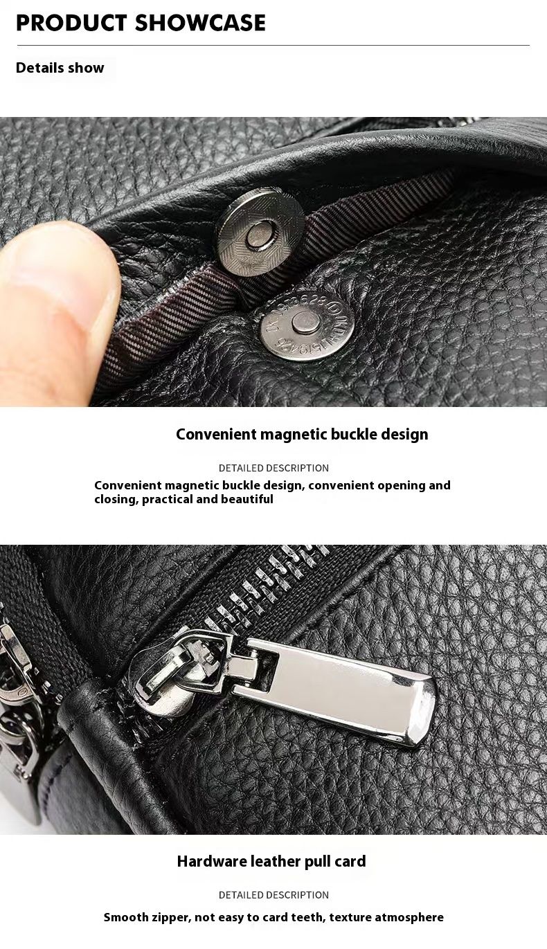 Pelle da uomo di alta qualità, strato superiore in pelle bovina, borsa a tracolla alla moda in tinta unita, zaino casual da petto, borsa da uomo_voghion.com