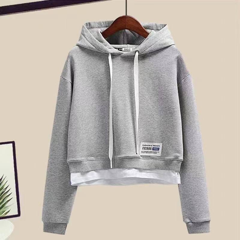 Women's Clothing Small Autumn And Winter Casual Fashion Suit Plus Velvet And Thickened Hooded Sweatshirt And Sweatpants Two Piece Suit_voghion.com
