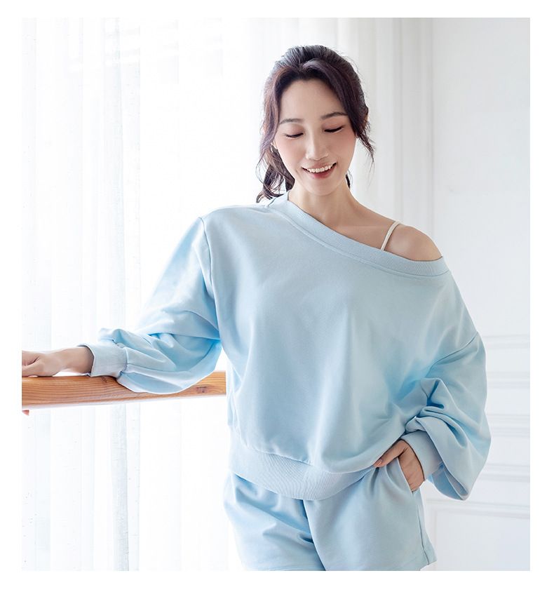 Abbigliamento sportivo da donna, a tinta unita, per autunno e inverno, da corsa, fitness, a maniche lunghe, pantaloncini da yoga, set ampio_voghion.com