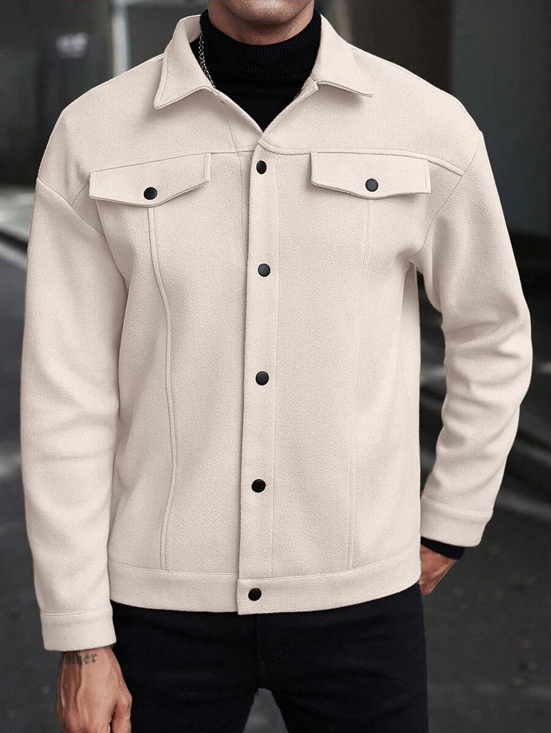 Herrenbekleidung Herren-Sakko aus Wollmischung mit Revers – Business Casual Slim Fit Mantel (4 Farben, S-XXXL)_voghion.com
