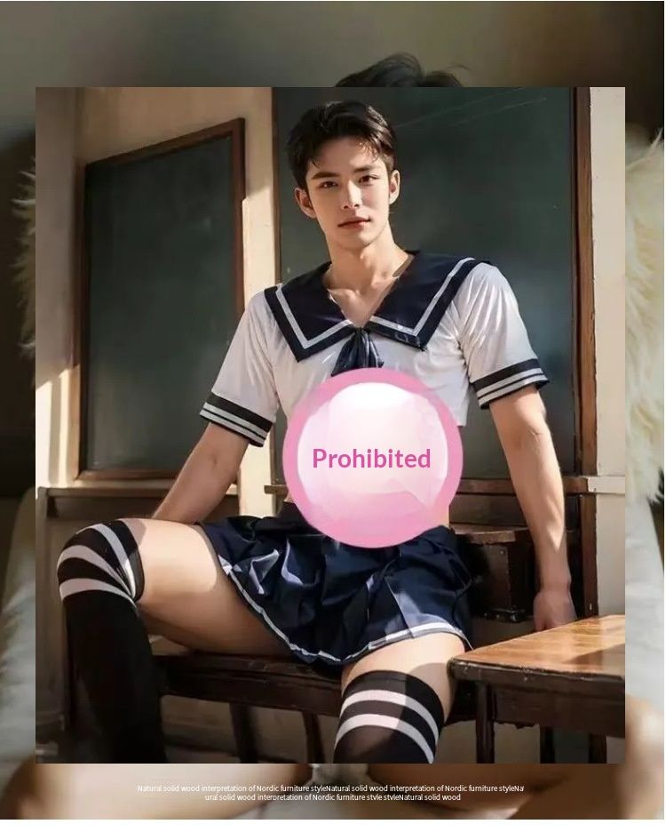 LuvBox New Men's Student Outfit Plus Size Uniform Male Flirting Fun Lingerie Sailor Mini Skirt Set Crossdresser Dropshipping_voghion.com