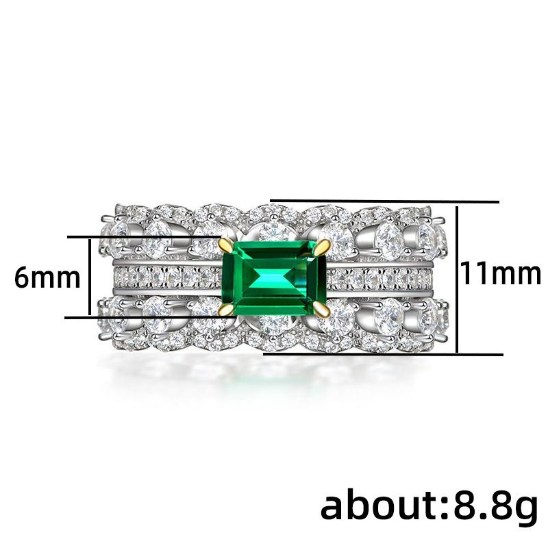 Cao Shi Emerald Zircon For Women Double Row Diamond Palace Style Light Luxury Socialite Ring_voghion.com