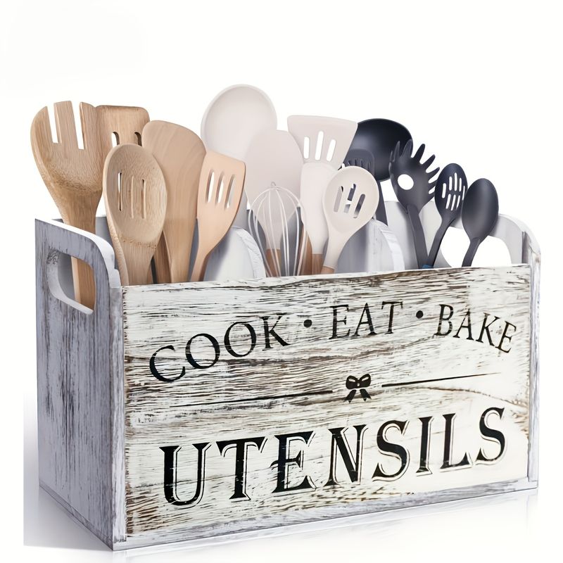 Bamboo Cutlery Organizer - 5-Piece Countertop Tray, Utensil Storage, EU Kitchen Space Saving_voghion.com