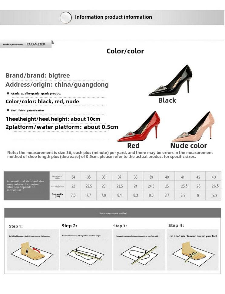 Banquet women's shoes patent leather shallow mouth pointed super high heels triangular metal rhinestone buckle high heel single shoes_voghion.com