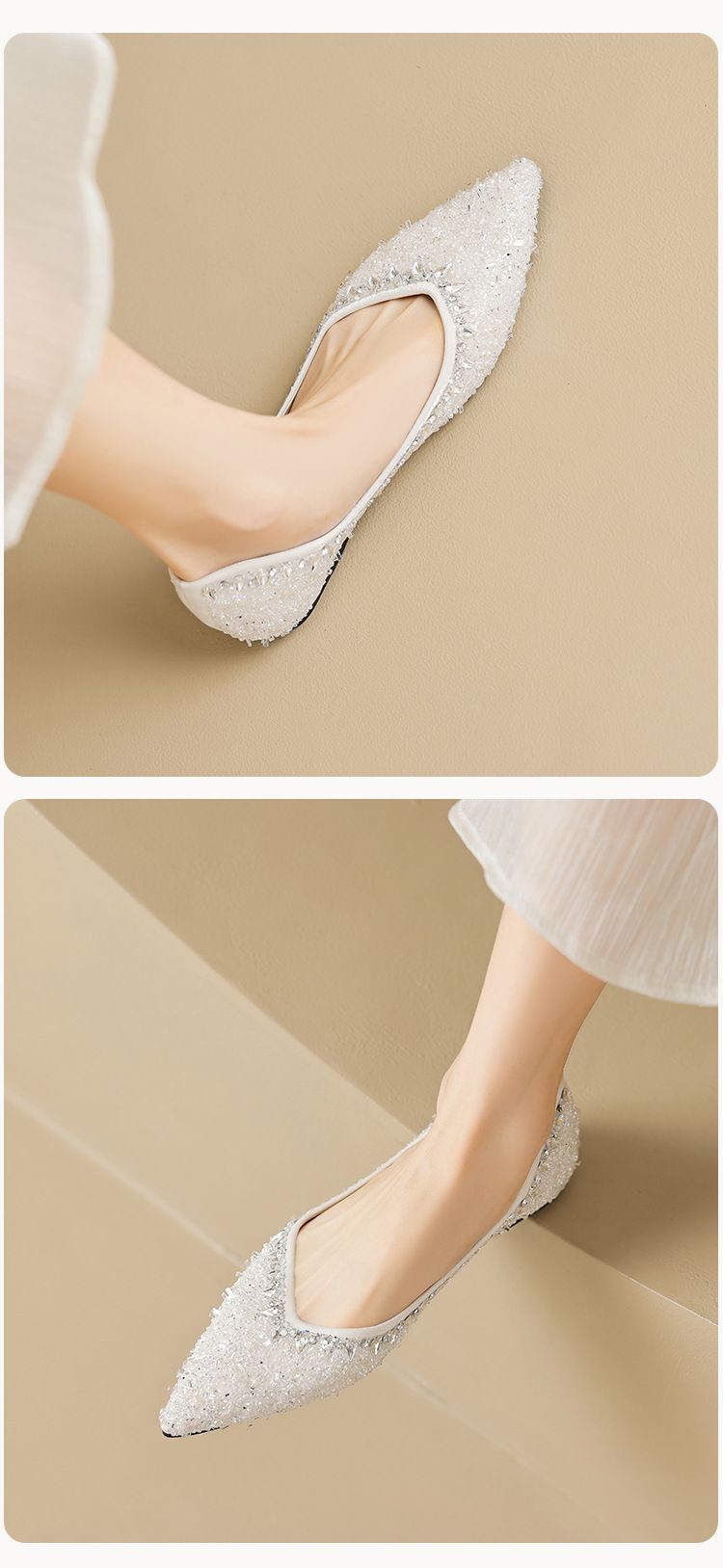 Rhinestone Single Shoes Female Flat Autumn With Skirt One Pedal Fairy Wind Beanie Shoes Large Size_voghion.com