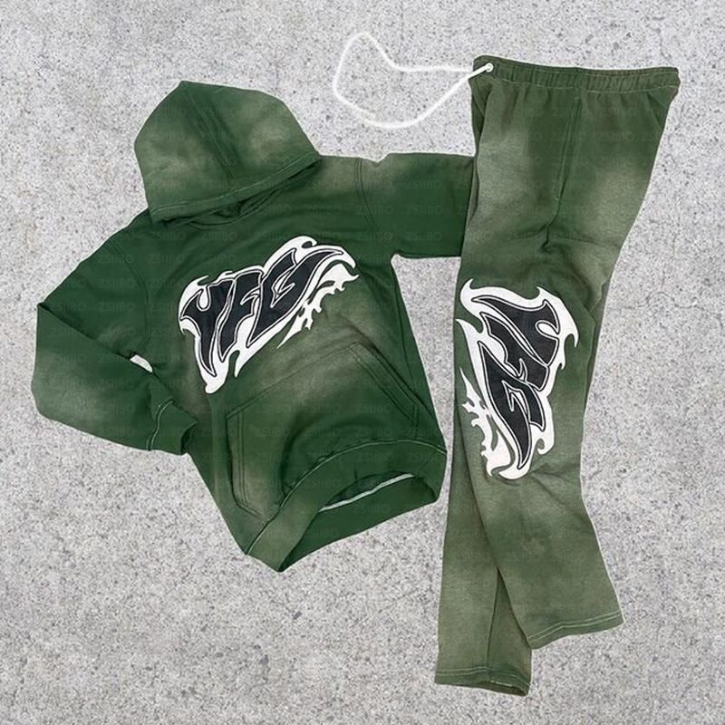 Ensemble sweat à capuche rétro Y2K – Sweat à capuche et pantalon de survêtement d'inspiration vintage avec imprimé personnalisé_voghion.com