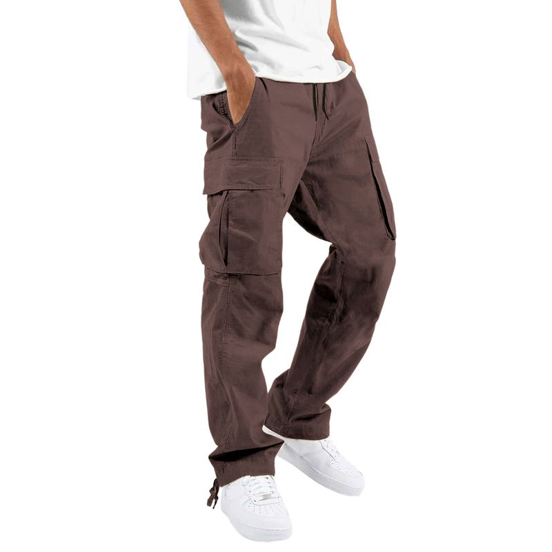Ropa de Hombre Exclusivamente Pantalones de Trabajo Deportivos para Hombre Color Sólido Cordón Multibolsillos_voghion.com