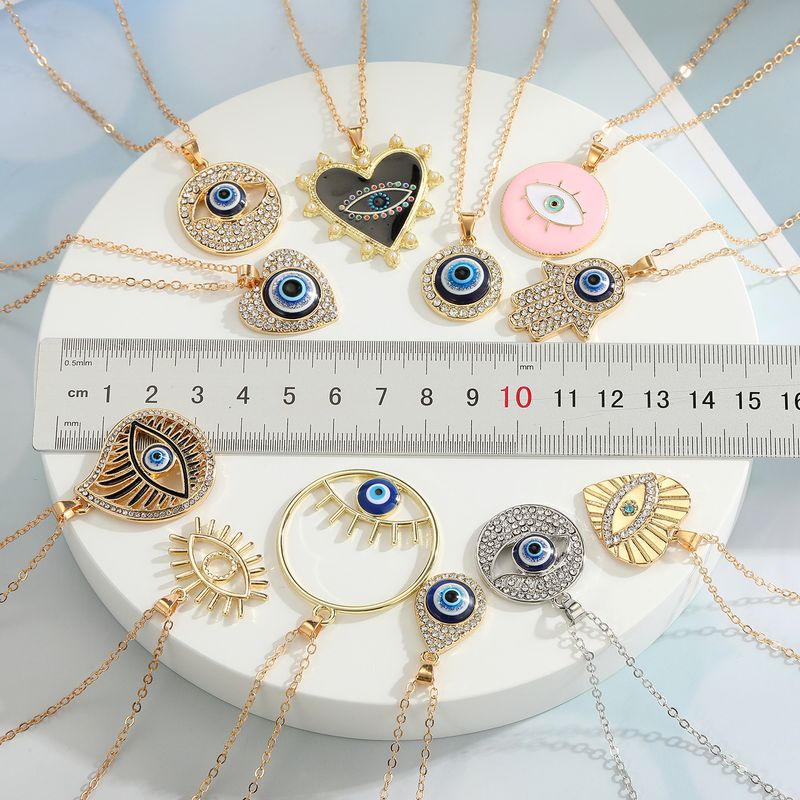Türkische Blaue Auge Anhänger Legierung Diamant Halskette Großhandel Nihaojewelry_voghion.com