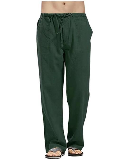 2023 Men's Linen Large Size Pocket Casual Fashion Beach Long Pants_voghion.com