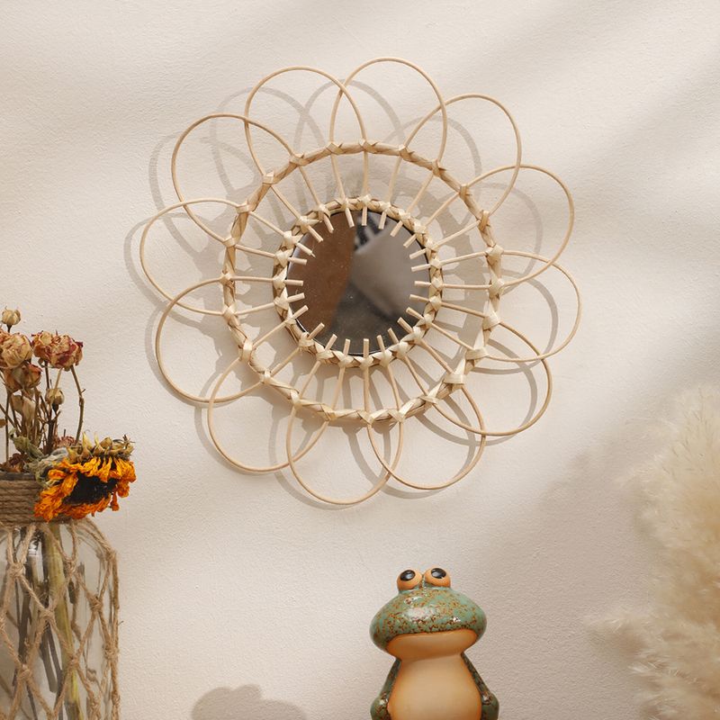 New handmade bamboo acrylic makeup mirror simple home living room entrance wall hanging decoration wholesale_voghion.com