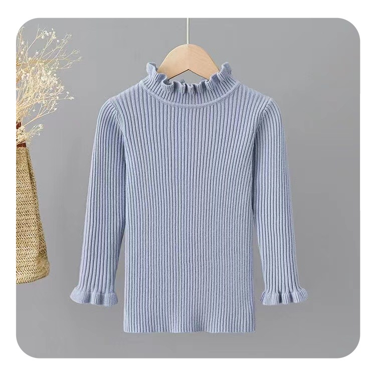 Girls' Autumn And Winter Wooden Ear Edge Sweater Base Shirt All Knitted Base Shirt In The High Collar Bottom Of The Inner Coat_voghion.com