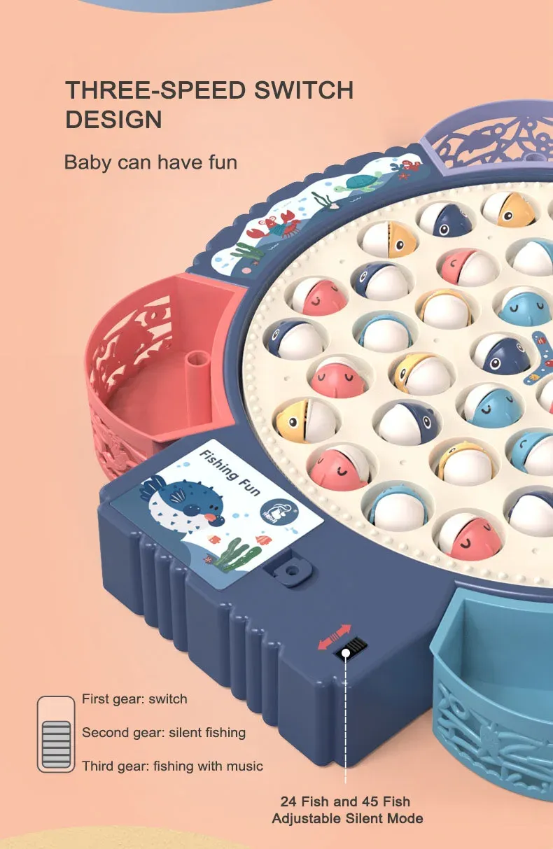 Children Electric Fishing Toys With Music Rotating Fish Interactive Board Game Fine Motor Skill Parent-child Toys For Ki_voghion.com