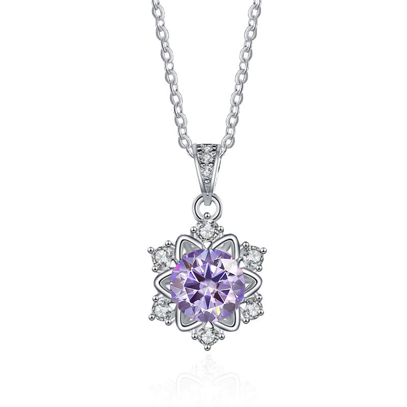 Tancise Silber Feine Halskette 1 Karat Moissanite Klassische Schneeflocke Anhänger für Frauen Hochzeit Modeschmuck Geschenke_voghion.com