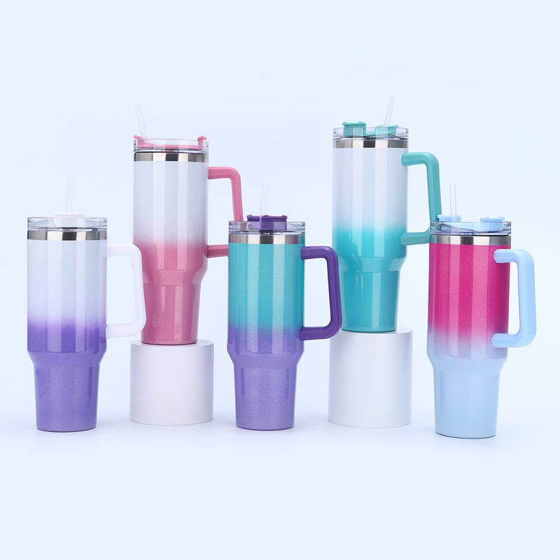 rainbow paint 40oz car cup large capacity 304 stainless steel insulation cup two-color gradient car ice cup_voghion.com