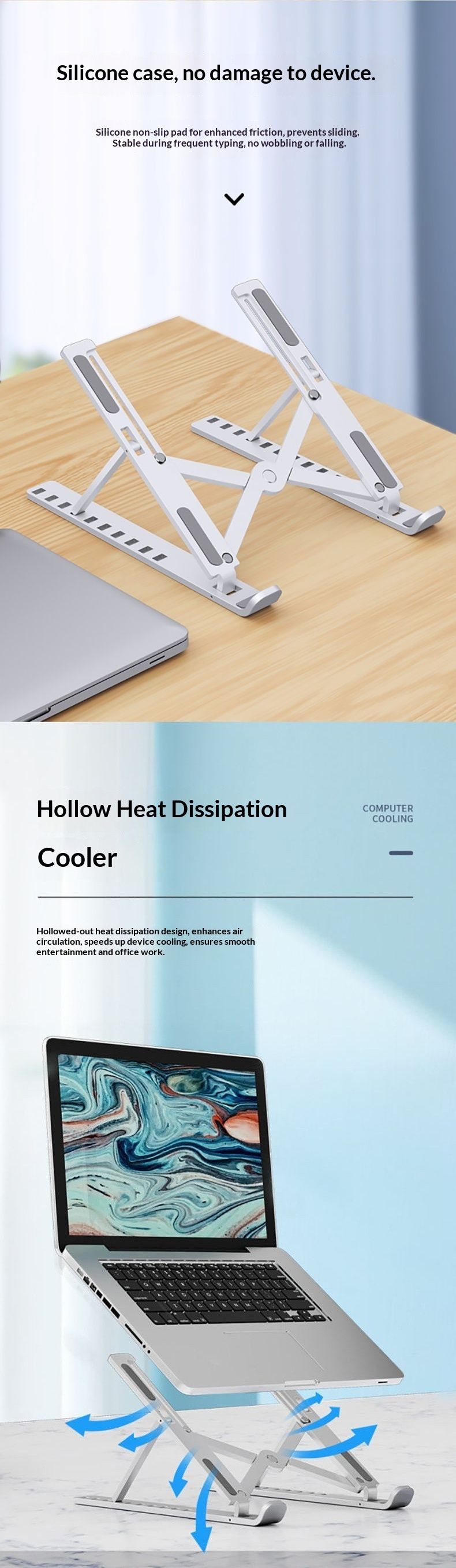 NeoGear NeoGear Supporto di raffreddamento portatile pieghevole universale regolabile in altezza per laptop, adatto per Lenovo Huawei_voghion.com