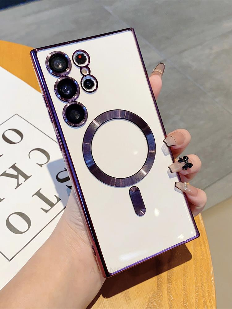 Hinweis 10 20 S21 S20 Fe magnetische drahtlose Ladung transparente Hülle für Samsung Galaxy S23 S22 Ultra Plus Magsafe Cover S 23 22 20_voghion.com