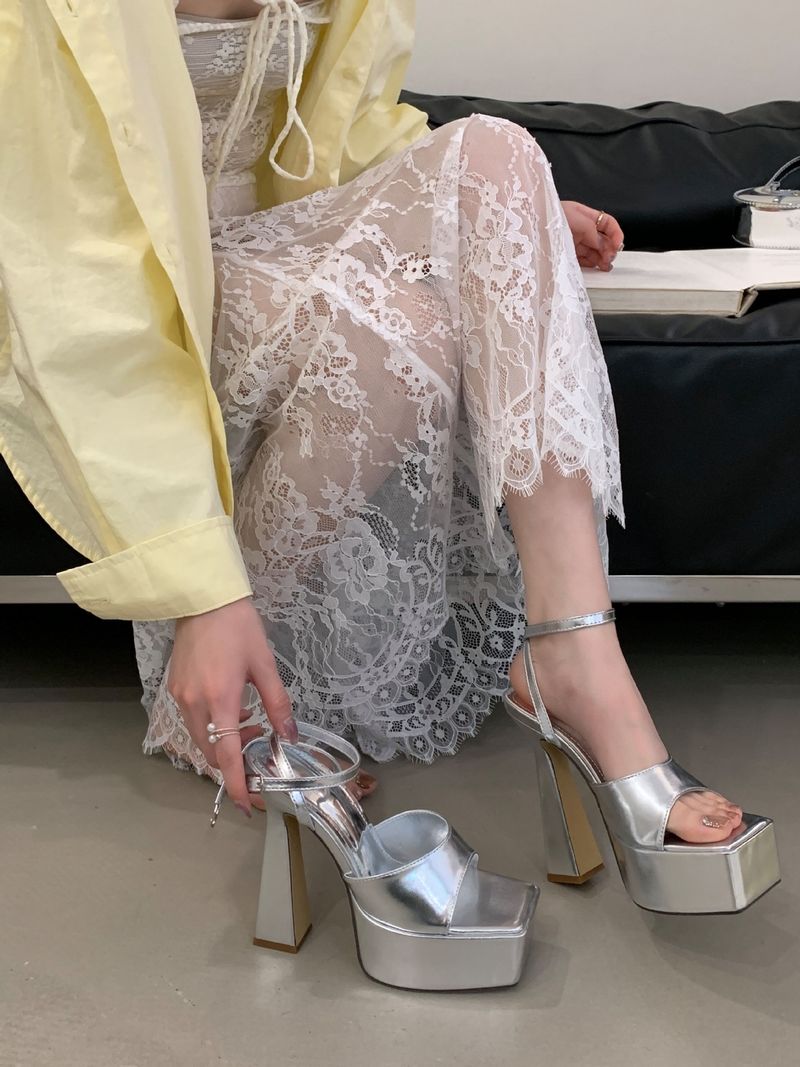 15 Centimeters High Heel Women's Sandals, Sexy Small Figure, Increase Height, Short Heel, Waterproof Platform, 2025 Spring Summer New_voghion.com