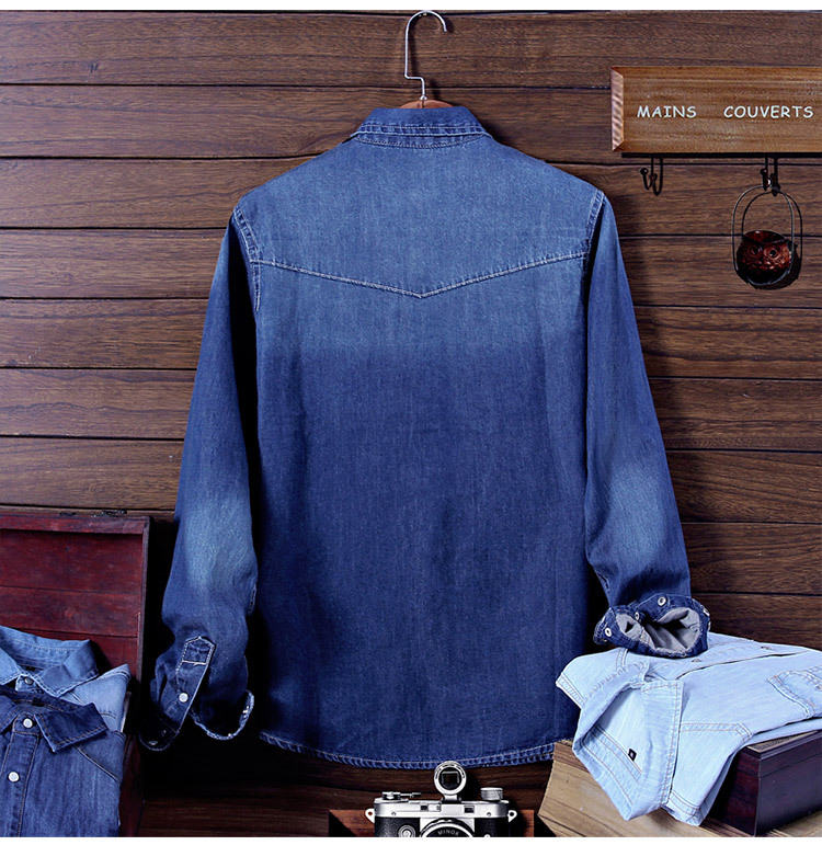 Yeni Kore slim fit kot gömlek, erkek uzun kollu genç Kore moda pamuklu gömlek, öğrenci ince ceket partisi_voghion.com