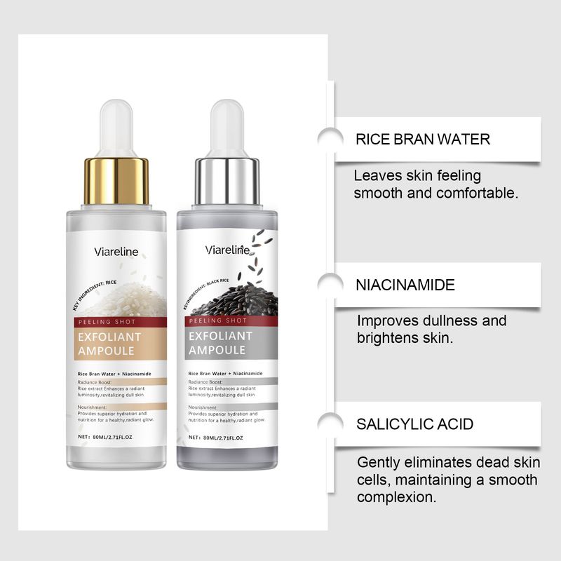 VIARELINE Essenza detergente esfoliante per il viso con ingredienti di riso nero, idratante e nutriente_voghion.com