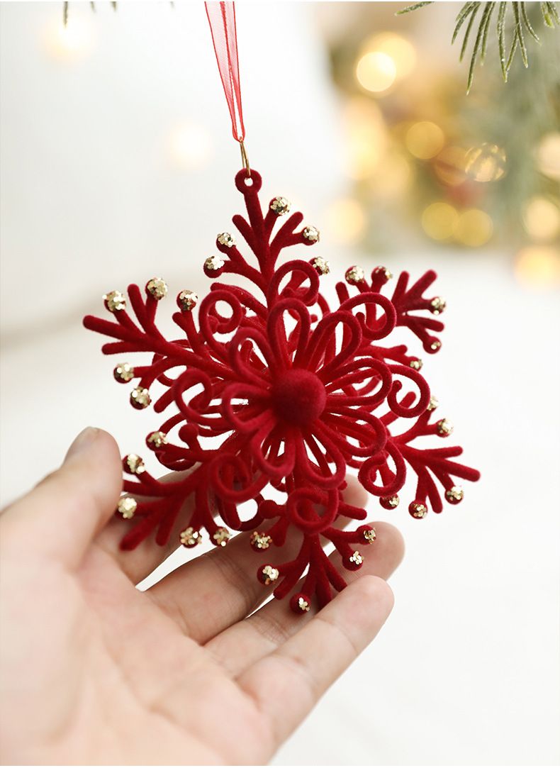 Kerstversiering van fluweel in Scandinavische stijl – set van sneeuwvlokken, rendieren en bellen van hoogwaardig gevlokt plastic voor een elegante vakantiedecoratie_voghion.com