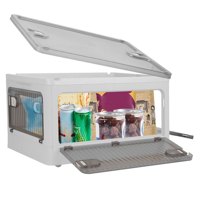 Foldable Storage Bins With Lid 4 Doors Collapsible Stackable Closet Organizer Containers With Lock 4Pcs Wheels_voghion.com