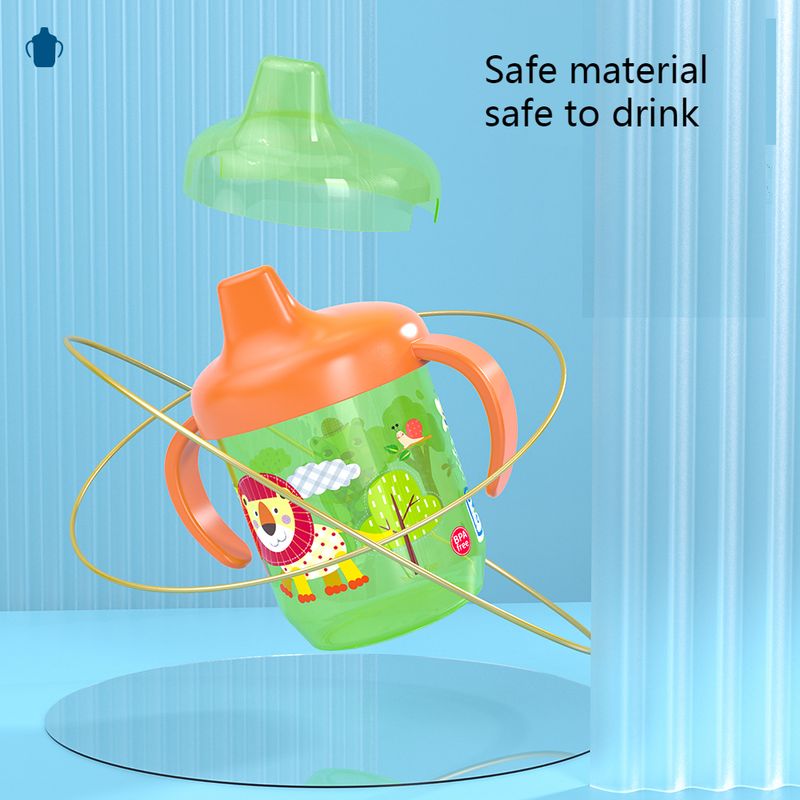 Schattige eendenbekbeker Baby leren drinkbeker met dubbele handgreep Flip deksel BPA-vrij lekvrij baby waterbekers fles met deksel_voghion.com