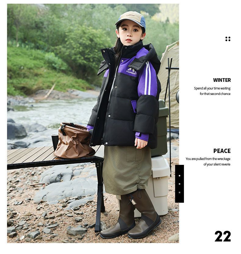 Kids Winter Down Jacket With Hood - Waterproof Windproof Warm Coat For Boys & Girls - Lightweight Soft Shell Outerwear For Outdoor Activities_voghion.com