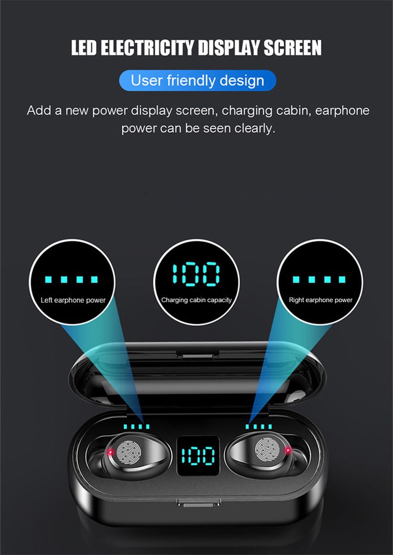 Nuovo F9 Gaocang Wireless Bluetooth Display digitale In-ear Touch Operation Mini Dual Auricolari Cuffie portatili_voghion.com