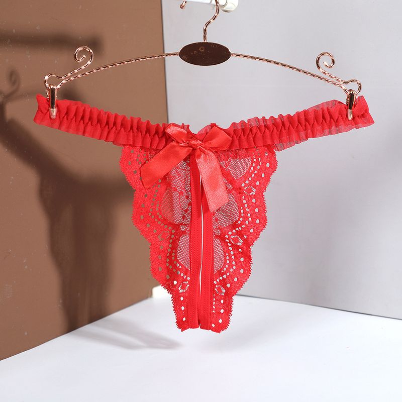Sexy Plus Size Thong Women's Underwear With Open Cut Tempting Lingerie Lace Transparent T Pants 8025_voghion.com