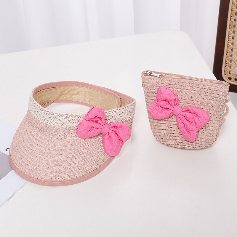 Cappello estivo in paglia per bambini, cappello da bambina con parte superiore vuota, protezione solare da spiaggia_voghion.com