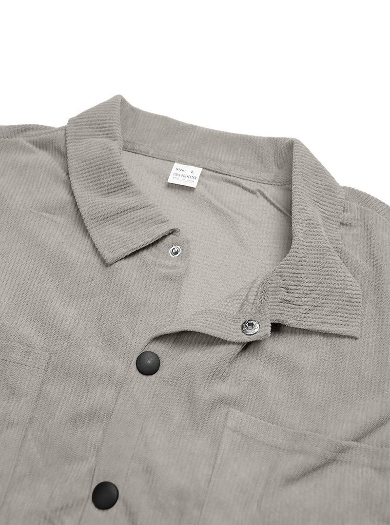 Lässige einfarbige Cord-Cardiganjacke mit Knöpfen, europäische und amerikanische Strickjacke_voghion.com