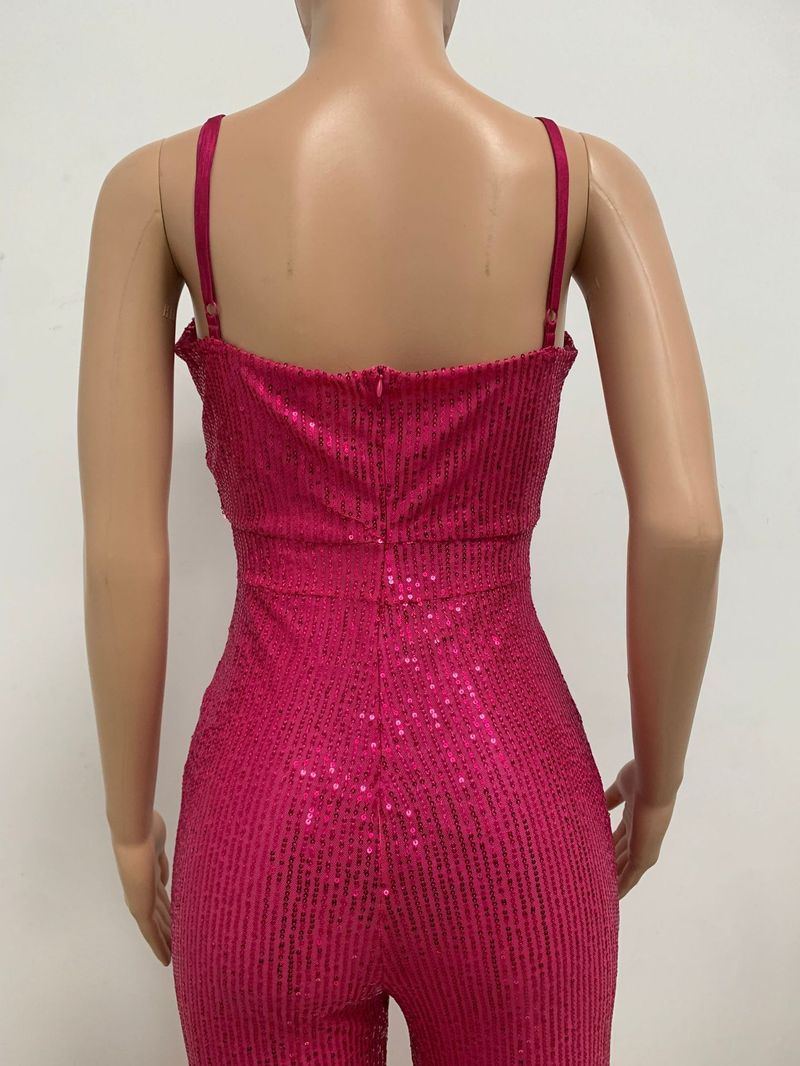 Kvinders pailletter uden ærmer Spice deep V grime grime romper_voghion.com