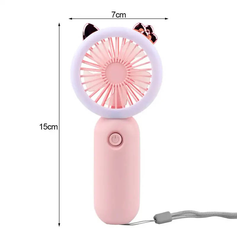 Składany, przenośny wentylator na szyję, ręczny, mini wentylator USB z 3 prędkościami ładowania i małą lampką nocną LED, letnie prezenty_voghion.com