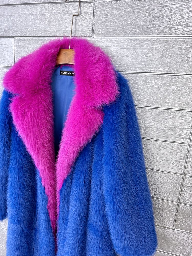 Luxury Faux Fur Long Coat Women's Winter Trench Jacket With Notched Collar & Street Style_voghion.com
