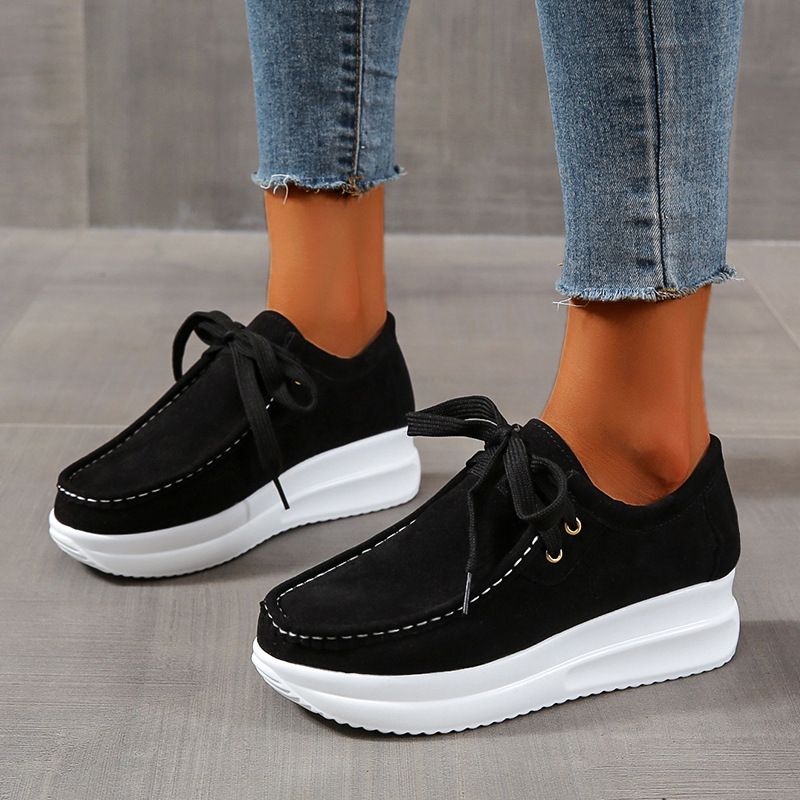 SHLIANG Nuove scarpe da ginnastica comode con plateau da donna, alla moda, con lacci, casual, vulcanizzate, Y0108_voghion.com