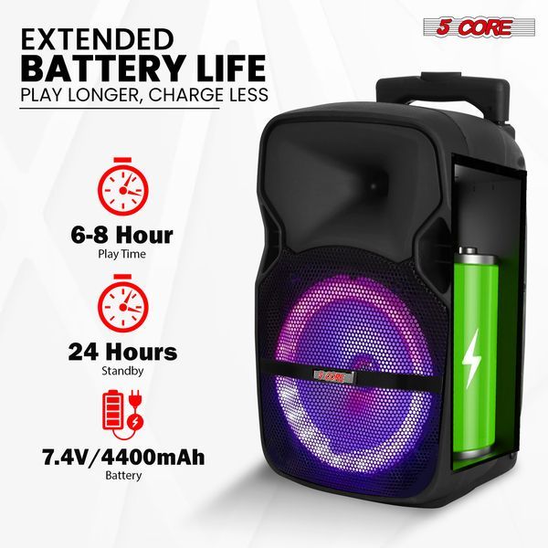 5 Core 10 Inch PA Portable Bluetooth Party Speaker Karaoke Boombox + 2 Wireless Mics : ACTIVE HOME 10 2-MIC_voghion.com