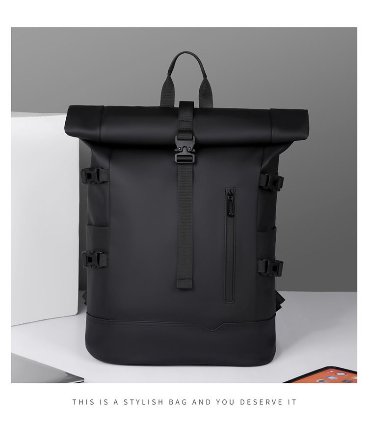 Zaino arrotolabile di tendenza alla moda, zaino da viaggio di grande capacità da uomo, borsa per computer, borsa da scuola per studenti universitari da uomo_voghion.com
