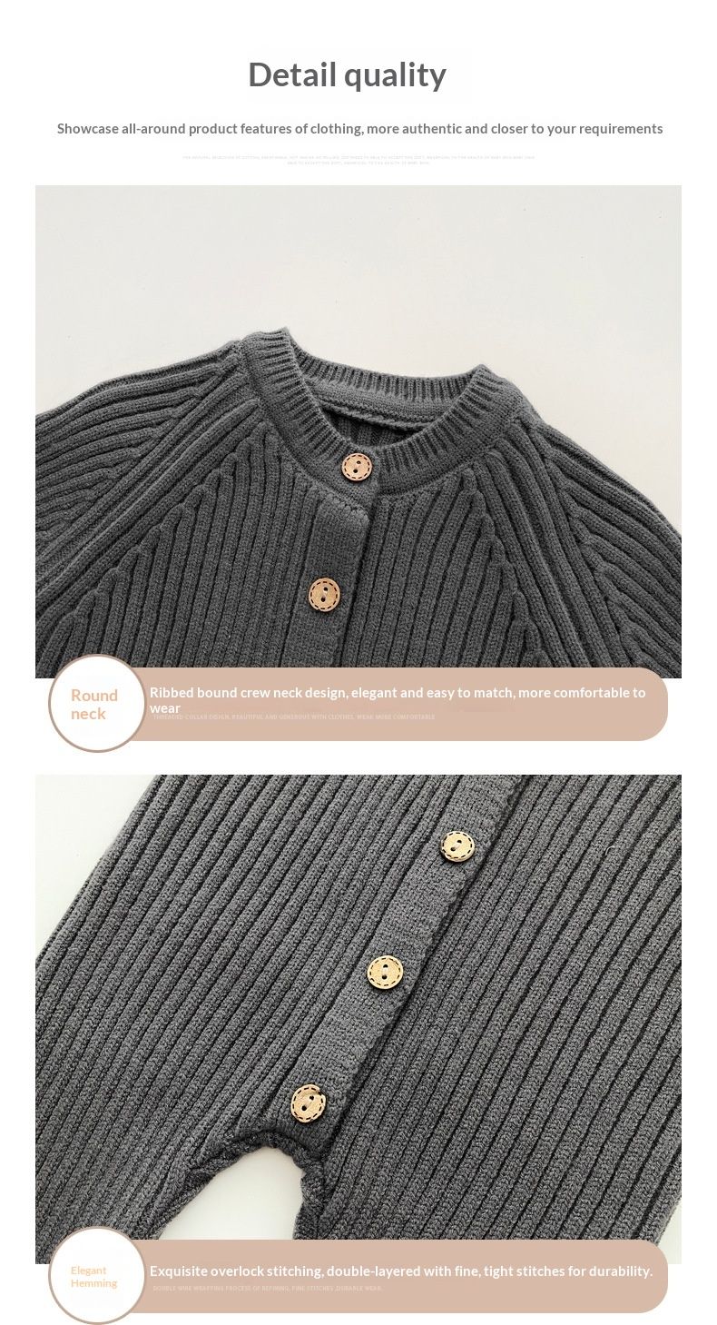 ToyPulse Korean Style Romper Autumn Outfit Unisex Baby Solid Color Knitted Crawling Suit Newborn Winter Sweater Jumpsuit_voghion.com