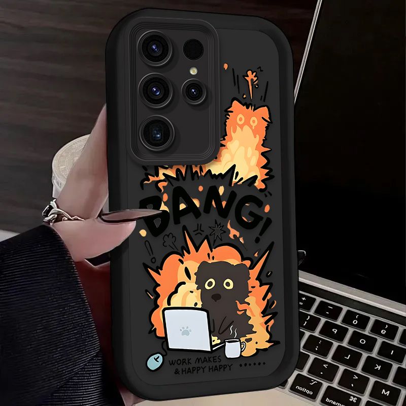 Hauska räjähdyskissan ja koiran teemainen suojakuori Samsung Galaxy S25 S24 S23 Ultra S22 S21 Plus FE 5G A54 A34 A14 A73 A53 A33 5G:lle_voghion.com