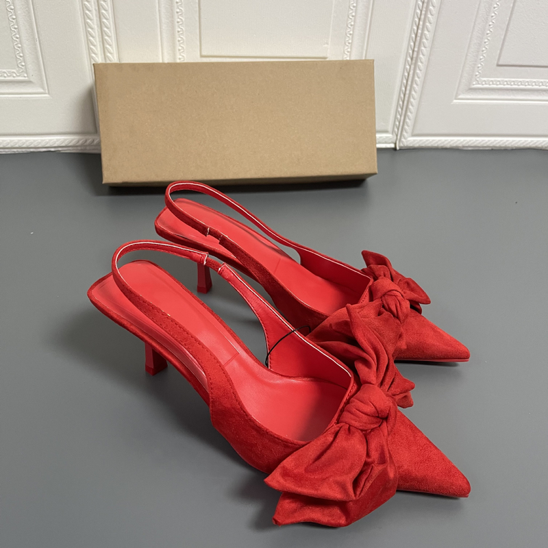 p9 nuove scarpe primaverili da donna punta nera in camoscio con fiocco decorato con eleganti sandali mule con tacco a spillo da donna_voghion.com