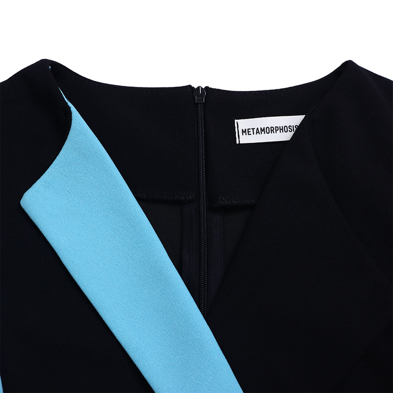 Women's fashion temperament color matching strap pleated skirt elegant_voghion.com