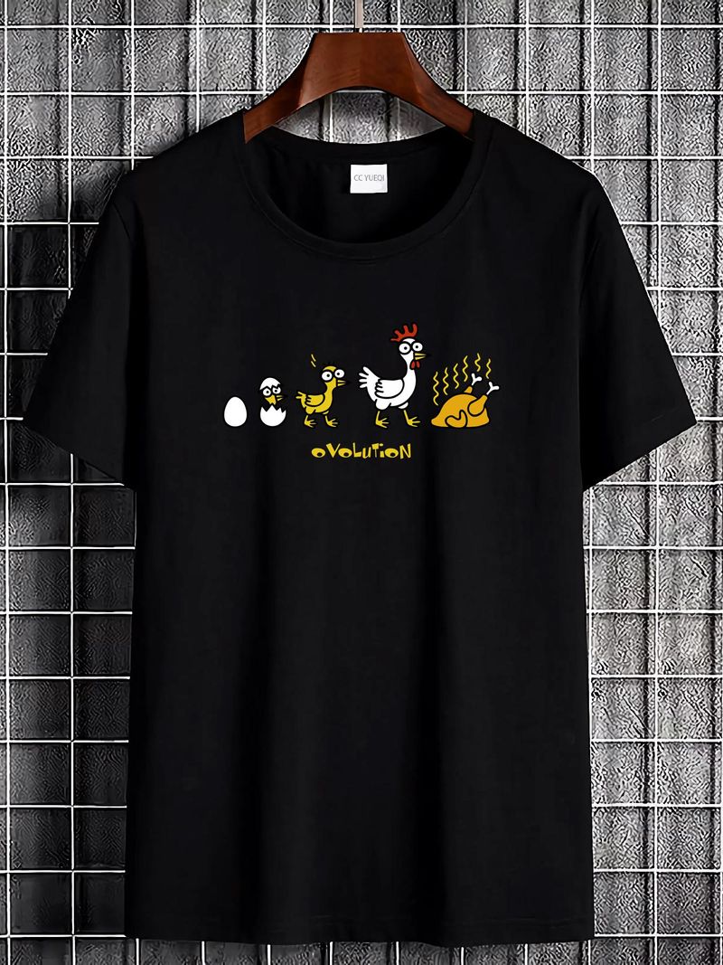 T-SHIRT DIVERTENTE Ovolution Chicken Evolution Joke Party Natale Regalo di Natale T-shirt Top Elegante Top Morbido per l'uso quotidiano Estate Stretched_voghion.com