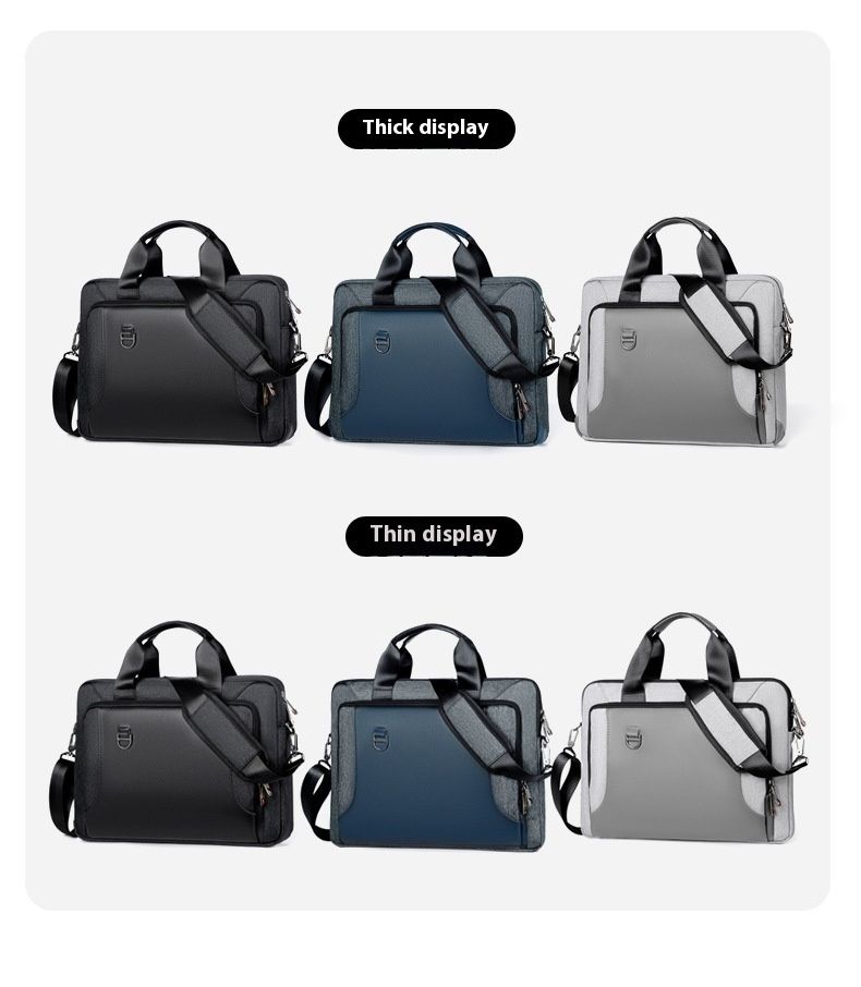 Bolsa para laptop empresarial simples e de grande capacidade, pasta portátil masculina e feminina de 13,3/14/15,6 polegadas, à prova d'água e resistente a terremotos_voghion.com