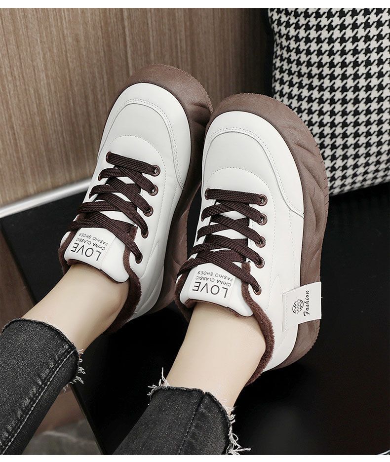 KT2815 new 2024 autumn and winter cotton women's shoes simple solid color thick sole with plush insulation high top to_voghion.com