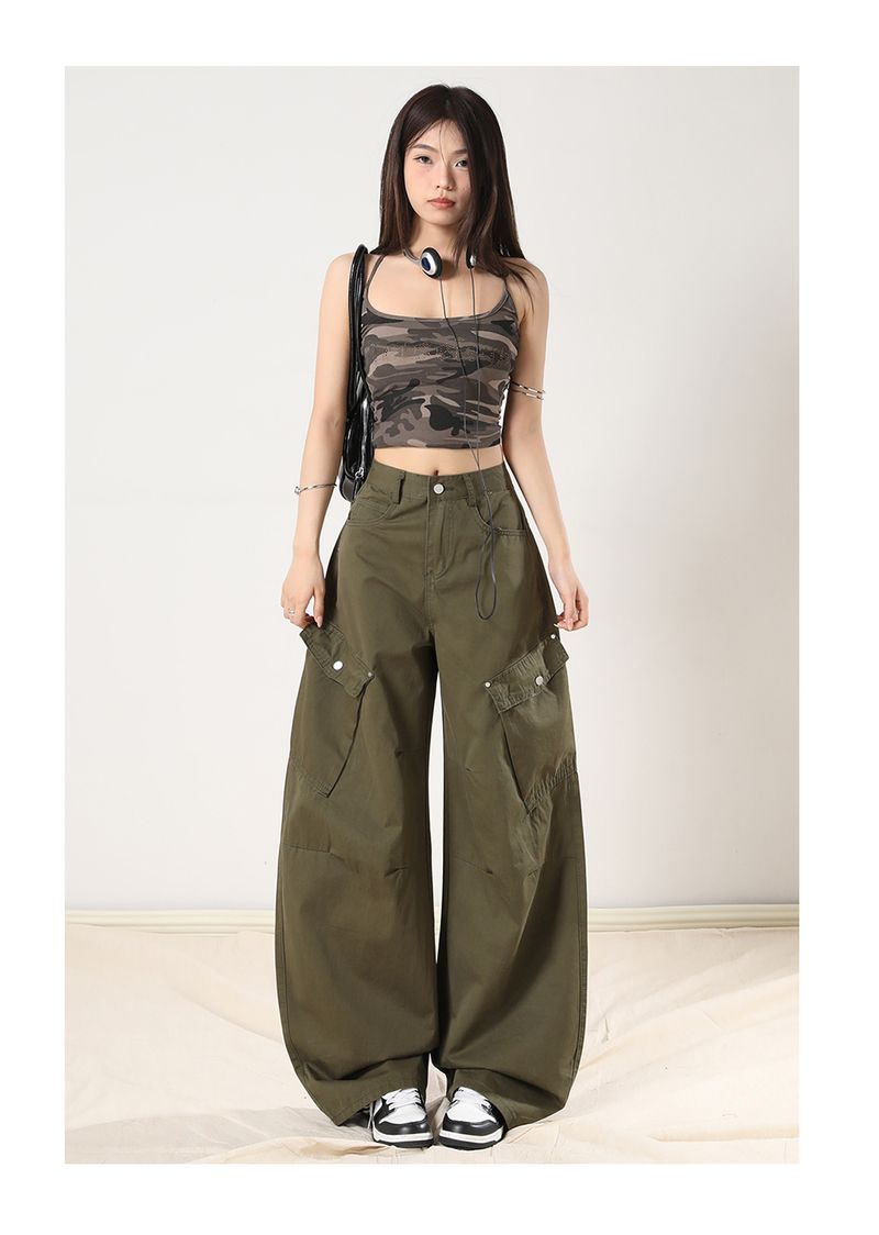 Aigrids Amerikaans gedeconstrueerd ontwerpwerk Trendy dames vroege herfst losse casual geplooide rechte gedrapeerde broek_voghion.com