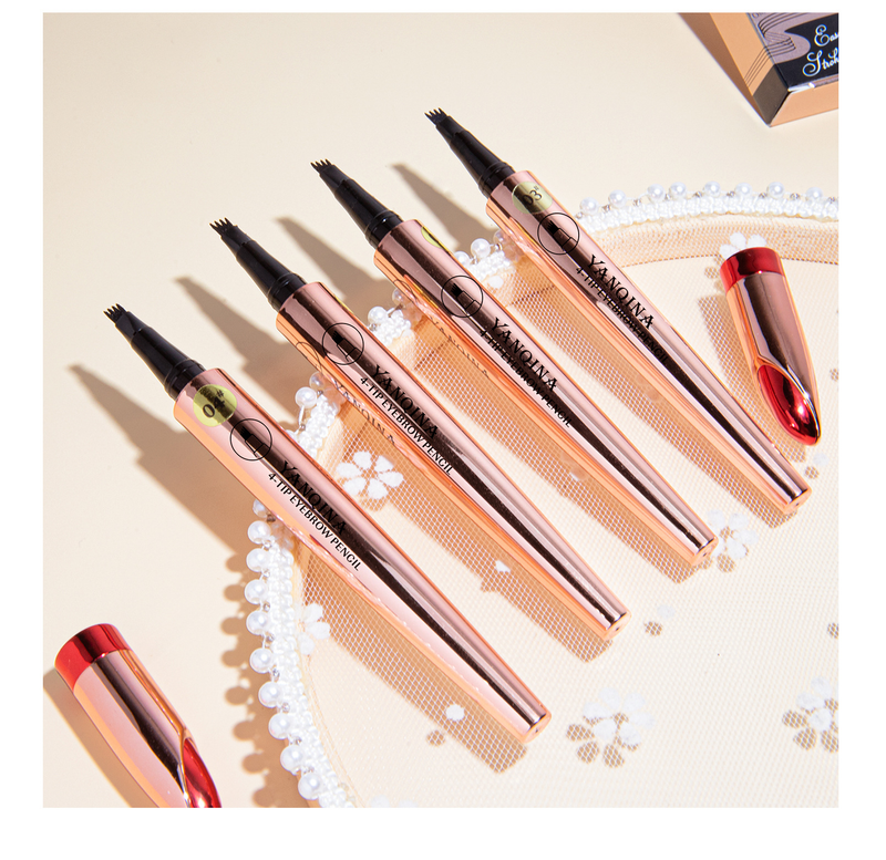 Lápis de sobrancelha líquido 3d com duração de 4 garfos, à prova d'água, anti-suor, não desbota, simulação de cor, maquiagem de cabelo de sobrancelha, cosméticos femininos_voghion.com