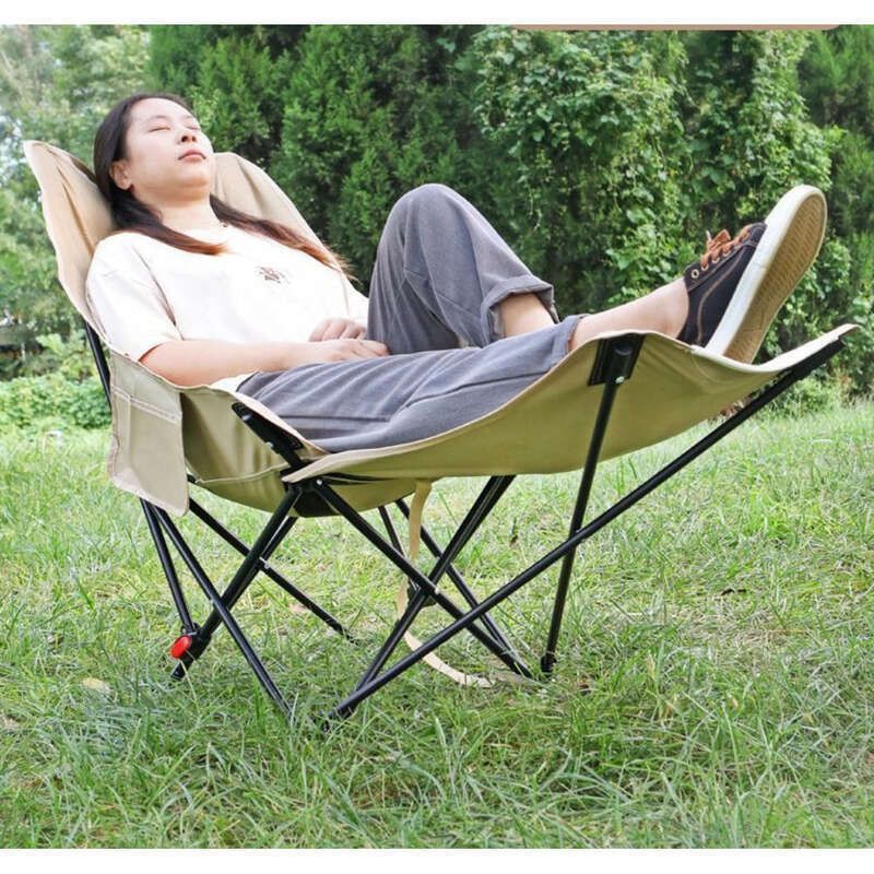 Lounge Chair, Dual-use For Sitting Lying, Lightweight Carrying Nap Bed, Outdoor Camping Folding Chair With Three_voghion.com